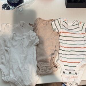Carter's White, Tan, and Striped Cotton Baby One-Pieces